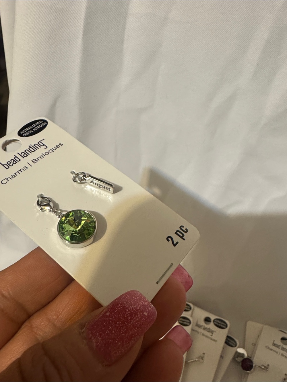 Bead Landing August Green Crystal Birthstone Charm Set - 2 Pc
